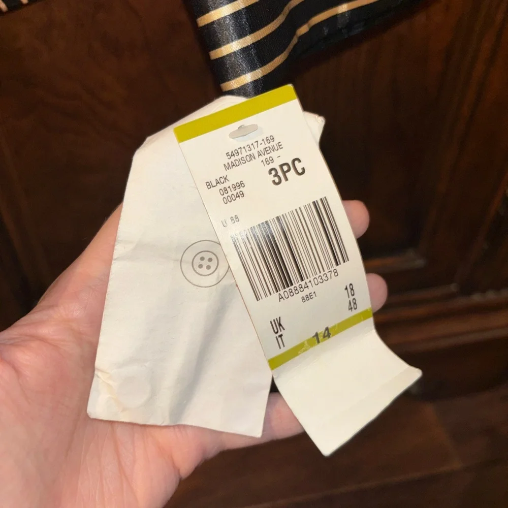 Vintage Kasper Black and Gold Striped Blouse NWT Size 14 - Picture 10 of 12